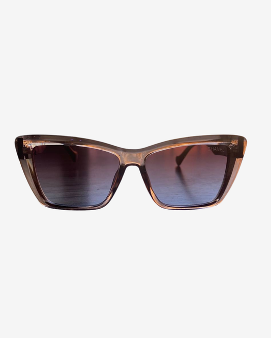 Chanel-Style Cat-Eye Sunglasses – Brown Gradient Premium UV Protection