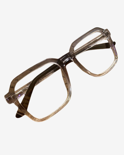 Modern Square Eyewear Frame – Gray & Transparent