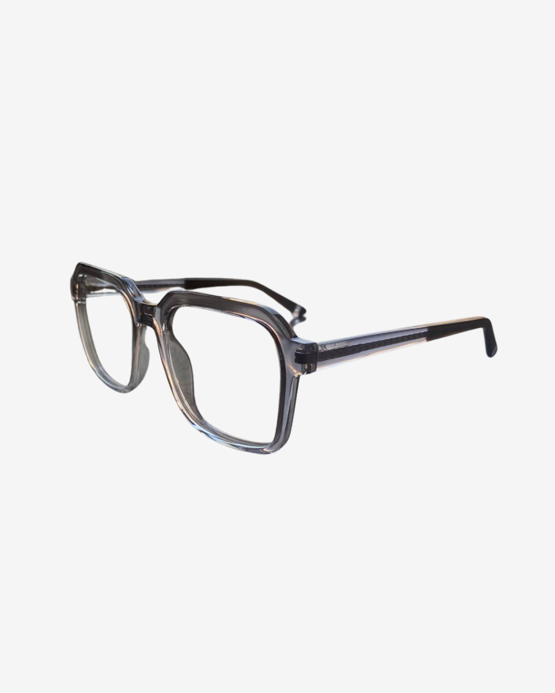 Modern Square Eyewear Frame – Gray & Transparent