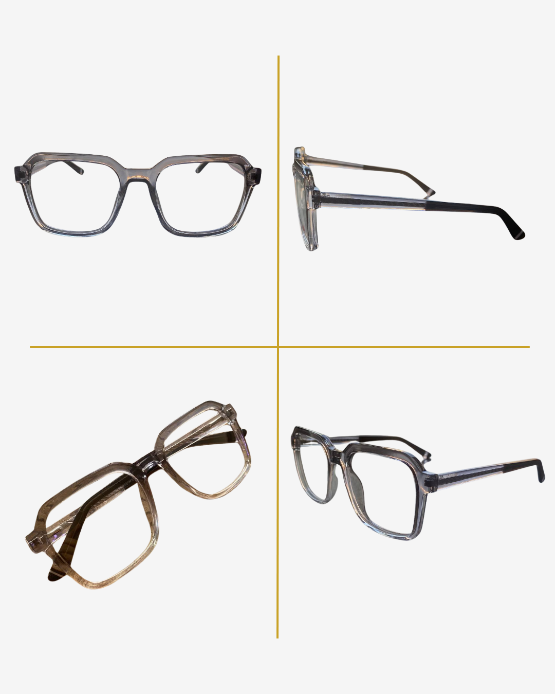 Modern Square Eyewear Frame – Gray & Transparent